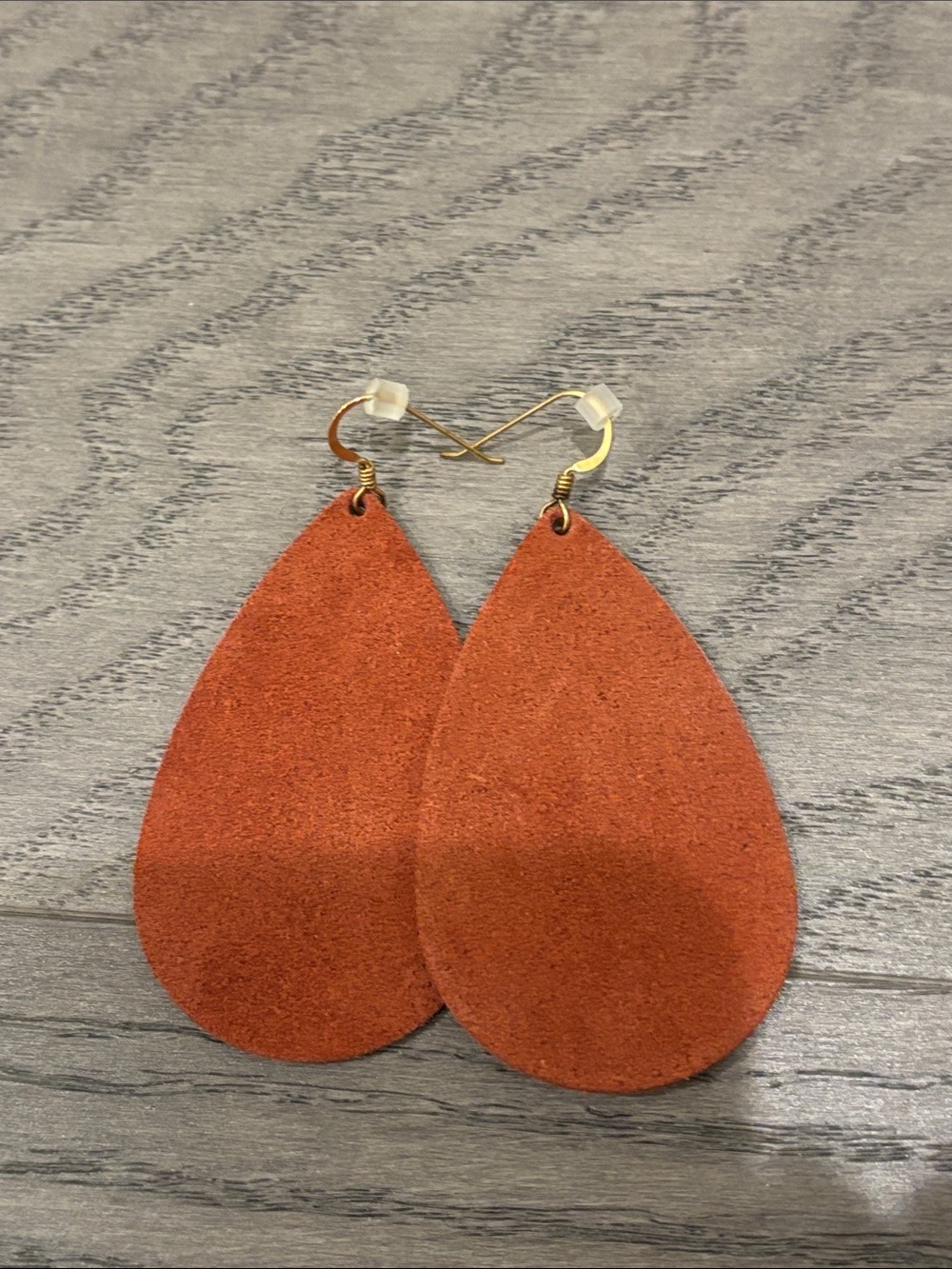 Nickel & Suede Rust Orange Teardrop Suede Earrings